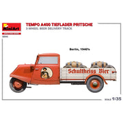 MiniArt 38045 1/35 Tempo Tieflader Pritsche 3 Wheel Beer Dalivery Truck