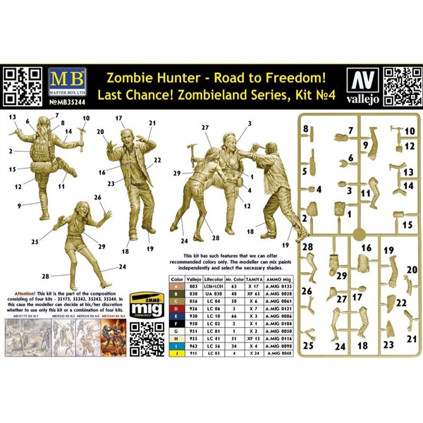 Maquette Master Box 35175 Zombie Hunter - Échelle 1/35 - 5 Figurines - Kit Plastique à Monter