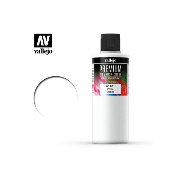 Vallejo PREMIUM Color 63001 White – 200 Ml, Hochpigmentierte Leuchtfarbe Für Modellbau & Kunst
