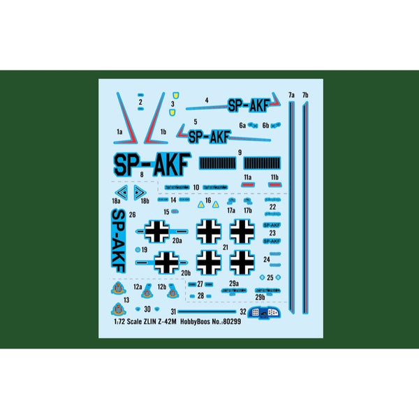 Kit Modèle Avion ZLIN Z-42M Hobby Boss 1/72 - Échelle 1:72, Référence 80299, 2020, Neuf, Plastique à Peindre