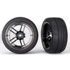 Traxxas 8374 1.9 inch Response Tyres and Split-Spoke Black Chrome Wheels Assembled and Glued VXL Rated Extra Wide Rear 2pc