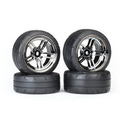 Traxxas 8375 1.9 inch Response Tyres and Split-Spoke Black Chrome Wheels Assembled and Glued VXL Rated Front 2pc and Extra Wide Rear 2pc