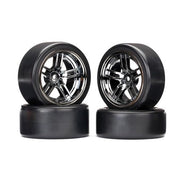 Traxxas 8378 Split-Spoke Black Chrome Wheels 1.9in Drift Tires Front and Rear