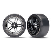 Traxxas 8378 Split-Spoke Black Chrome Wheels 1.9in Drift Tyres Front and Rear