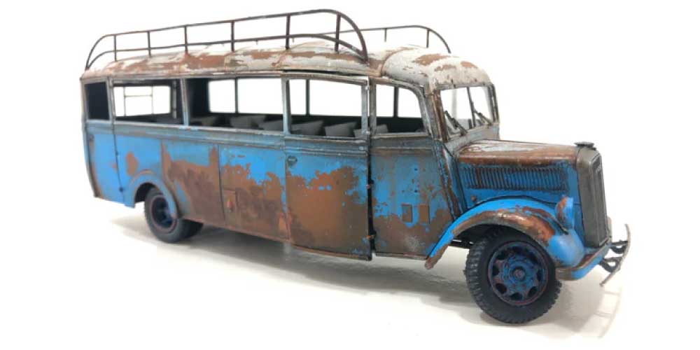 Building and weathering Roden's 1/35 Opel Omnibus with AK Interactive