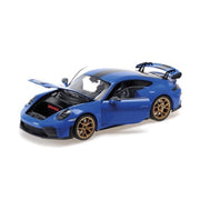 Minichamps 1/18 Porsche 911 GT3 2025 Blue with Weissach and Gold Wheels