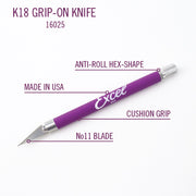 Excel 16025 K-18 Grip On Knife with Safety Cap Purple