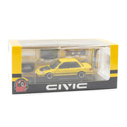 BM Creation 1/64 Honda Civic EF2 1991 Custom Yellow BIK Bonnet RHD