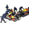 American Dioramas 76552 1/18 Blue F1 Pit Crew Figures 7pcs Set Car Not Included