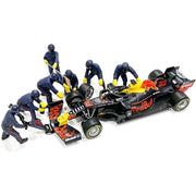 American Dioramas 76552 1/18 Blue F1 Pit Crew Figures 7pcs Set Car Not Included