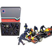 American Dioramas 76552 1/18 Blue F1 Pit Crew Figures 7pcs Set (Car Not Included)