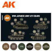 AK Interactive 11774 AFV Series WWII Japanese Army Acrylic Paint Set (3rd Generation)
