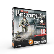AK Interactive AK11781 German Panzergrenadier Division Europe Wargame Starter Set 10 x Acrylic Paint 17ml and Exclusive Figure German Machine Gunner (3rd Generation)