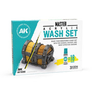 AK Interactive Master Acrylic Wash Set Full Range 18 Colors