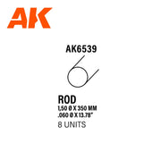 AK Interactive Styrene Rod 1.50 Diameter x 350mm (Pack of 8)