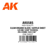 AK Interactive Styrene 0.20mm/0.008" Thickness-Clear Organic Glass/Acrylic Sheet (1)