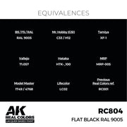 AK Interactive RC804 Real Colors Flat Black RAL 9005 17ml Lacquer Paint