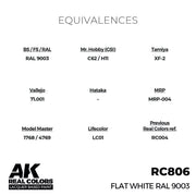 AK Interactive RC806 Real Colors Flat White RAL 9003 17ml Lacquer Paint