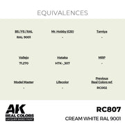 AK Interactive RC807 Real Colors Cream White RAL 9001 17ml Lacquer Paint