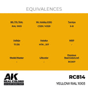 AK Interactive RC814 Real Colors Yellow RAL 1003 17ml Lacquer Paint