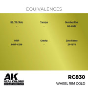 AK Interactive RC830 Real Colors Wheel Rim Gold 17ml Lacquer Paint