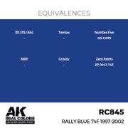 AK Interactive RC845 Real Colors Rally Blue 74F 1997-2002 17ml Lacquer Paint