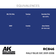 AK Interactive RC846 Real Colors Rally Blue 02C 2001-2006 17ml Lacquer Paint