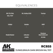 AK Interactive RC855 Real Colors Dunkelbraun-Dark Brown RAL 7017 17ml Lacquer Paint