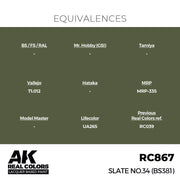 AK Interactive RC867 Real Colors Slate No.34 BS381 17ml Lacquer Paint