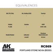 AK Interactive RC869 Real Colors Portland Stone No.64 BS381 17ml Lacquer Paint