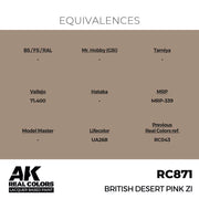 AK Interactive RC871 Real Colors Bristish Desert Pink ZI 17ml Lacquer Paint