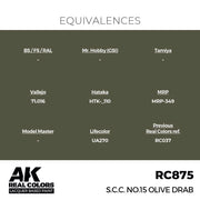 AK Interactive RC875 Real Colors S.C.C. No.15 Olive Drab 17ml Lacquer Paint