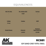 AK Interactive RC881 Real Colors IDF Sand Grey 1970S-1980S 17ml Lacquer Paint