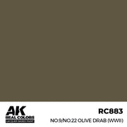 AK Interactive RC883 Real Colors No.9/No.22 Olive Drab WWII 17ml Lacquer Paint