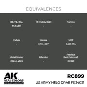 AK Interactive RC899 Real Colors US Army Helo Drab FS 34031 17ml Lacquer Paint
