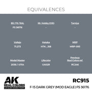 AK Interactive RC915 Real Colors F-15 Dark Grey MOD EAGLE FS 36176 17ml Lacquer Paint