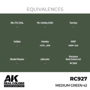 AK Interactive RC927 Real Colors Medium Green 42 17ml Lacquer Paint