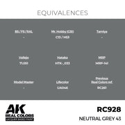AK Interactive RC928 Real Colors Neutral Grey 43 17ml Lacquer Paint