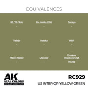 AK Interactive RC929 Real Colors US Interior Yellow Green 17ml Lacquer Paint