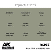 AK Interactive RC932 Real Colors RLM 02 RLM-GRAU 1938 17ml Lacquer Paint
