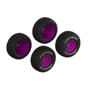 Arrma 1570 dBoots Fortress Tyre Set Glued on Purple Wheels