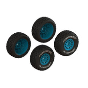 Arrma 1571 dBoots Fortress Tyre Set Glued on Blue Wheels