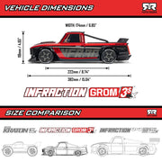 Arrma Infraction Grom 3S BLX 4X4 1/12 All-Road Truck (Red)