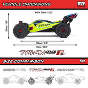 Arrma Typhon 223S DSC 4X4 BLX 1/8 RC Buggy RTR Blue/Yellow ARA4306V4T4