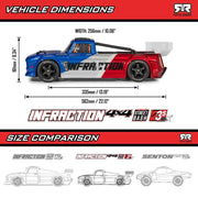 Arrma 1/8 Infraction 223S BLX DSC 4x4 RC Car (Black/Red) ARA4315V4T2