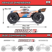 Arrma Kraton 6S BLX 4X4 1/8 Speed Monster Truck RTR Orange/Blue ARA8608V6T1
