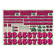Blockhead Motors Blockhead Motors Original Decal Sheet Fluorescent Pink