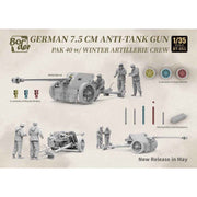 Border Model 1/35 German 7.5cm Anti-Tank Gun Pak 40 with 3 Figures