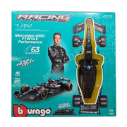 Bburago 28503R 1/24 2023 Racing Model Kit F-1 Mercedes-AMG W14 No.63 Russell with Helmet