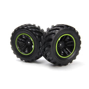 Blackzon BZ540324 Spryte Wheels/Tires Assembled (Black/Green)